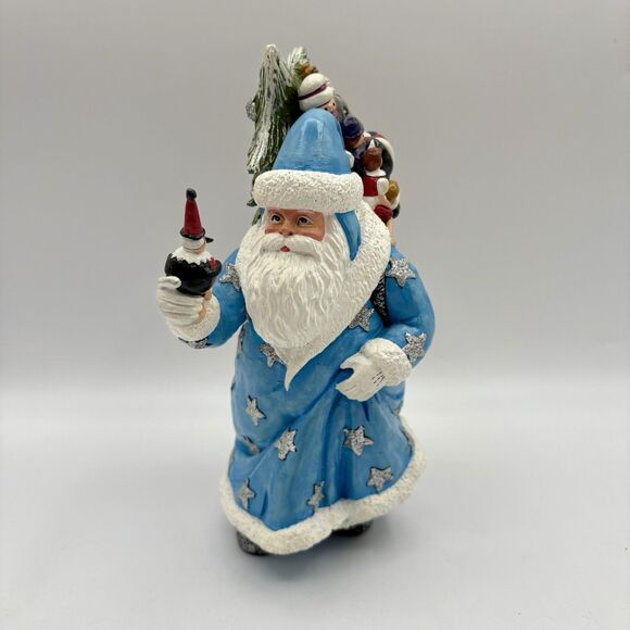 Metropolitan Museum Art Santa Father Christmas 10" Figurine Blue Bag Resin MMA - Picture 1 of 11